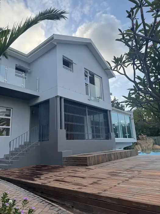 The front elevation of the rebuilt double storey home