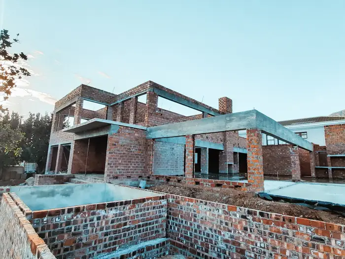 House Hillcrest at brickwork stage in the late afternoon