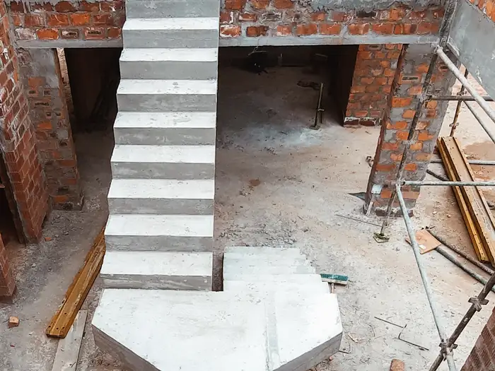 The cast concrete staircase at House Hillcrest before any finishes