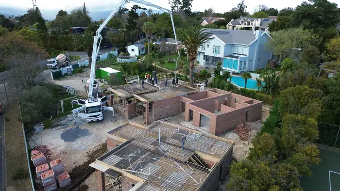 Slab decks and props up ready for the first floor pour