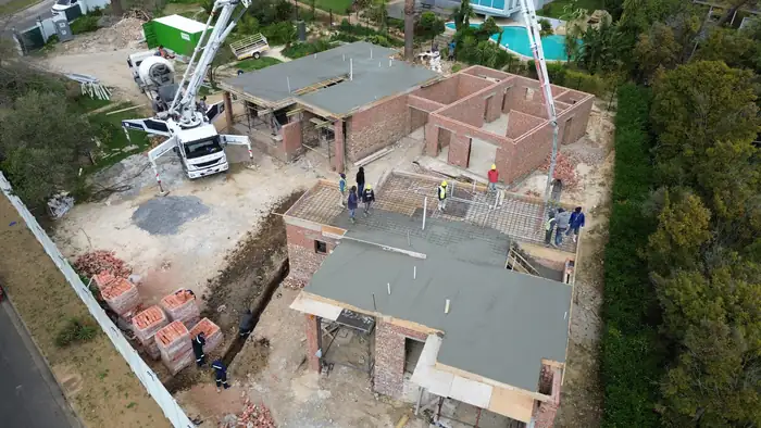 The concrete pump on site for the first floor slabs